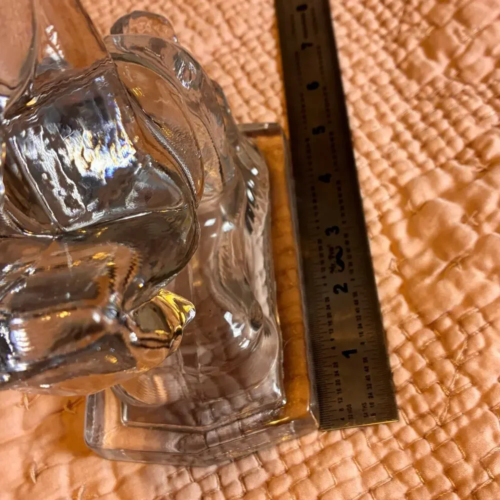 Vintage L.E. Smith Clear Glass Rearing Horse Bookend Figurine 8” Art Deco